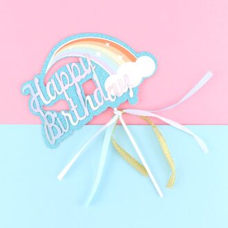 Cakelove Gelukkige Verjaardag Cake Topper Leuke Rainbow Star Zon Cloud Gelukkige Verjaardag Cake Topper Vlag Party Dessert Decoratie Vlaggen regenboog 7