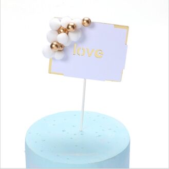 Cakesmile Koninklijke Stijl Platina Banner Vlag Gouden Bal Ster Gelukkige Verjaardag Cake Topper Liefde Kroon Decoraties Feestartikelen flag B