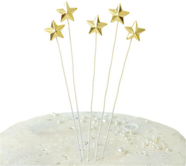Cakesmile Koninklijke Stijl Platina Banner Vlag Gouden Bal Ster Gelukkige Verjaardag Cake Topper Liefde Kroon Decoraties Feestartikelen stars 5stk