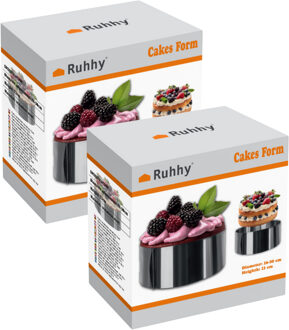 cakevorm/bakring verstelbaar - 2x - RVS - dia verstelbaar 16/30 cm - zilver - incl 2 clips