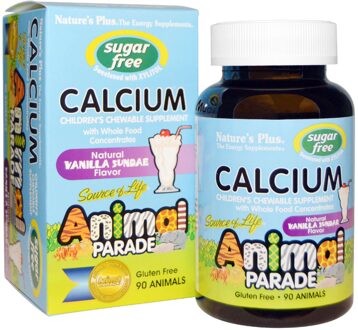 Calcium, Sugar Free, Natural Vanilla Sundae Flavor (90 Animals) - Nature's Plus