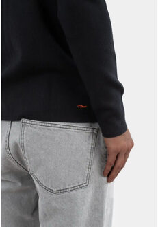 Caleb knitted half zip black Zwart - L