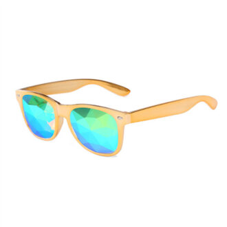 Caleidoscoop Bril Vrouwen Mannen Retro Afgebogen Lens Holografische Glazen Rave Festival Party Edm Zonnebril Man Vrouw goud