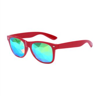 Caleidoscoop Bril Vrouwen Mannen Retro Afgebogen Lens Holografische Glazen Rave Festival Party Edm Zonnebril Man Vrouw rood
