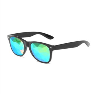 Caleidoscoop Bril Vrouwen Mannen Retro Afgebogen Lens Holografische Glazen Rave Festival Party Edm Zonnebril Man Vrouw zwart