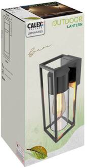 Calex buitenwandlamp, fitting onderaan, aluminium, zwart zwart, helder