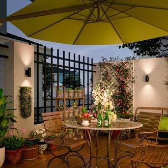 Calex buitenwandlamp GU10 roestvrij staal, up/down, 17 cm, zwart