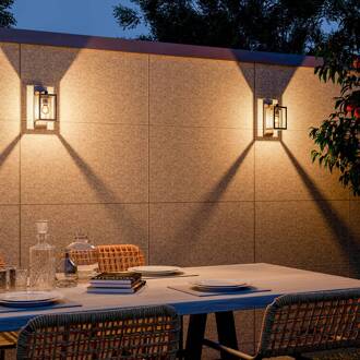 Calex buitenwandlamp, roestvrij staal, fitting onderaan, zwart zwart, helder