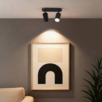 Calex GU10-plafondspot, zwart, lengte 21 cm, 2-lamps, metaal