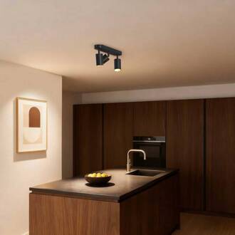 Calex GU10-plafondspot, zwart, lengte 37 cm, 3-lamps, metaal