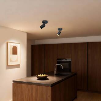 Calex GU10-plafondspot, zwart, Ø 10 cm, 1-lamp, metaal