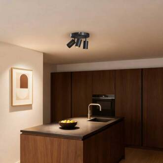 Calex GU10-plafondspot, zwart, Ø 20 cm, 3-lamps, metaal