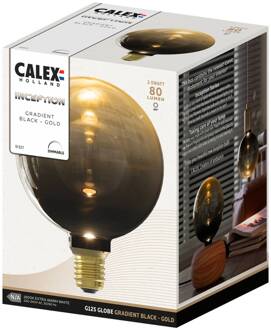 Calex Inception LED bol E27 G125 3W 1.800K dim zwart/goud