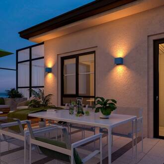 Calex LED buiten wandlamp Cube, up/down, hoogte 10 cm, antraciet antracietgrijs