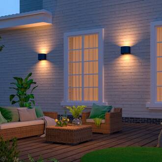 Calex LED buiten wandlamp Oval, up/down, hoogte 10 cm, zwart