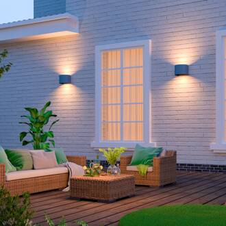 Calex LED buiten wandlamp Oval, up/down, hoogte 10cm, antraciet antracietgrijs