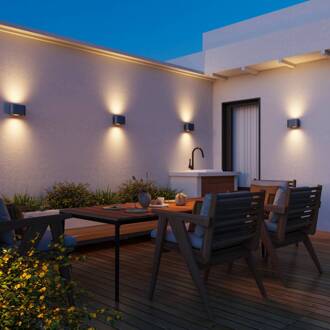 Calex LED buiten wandlamp Potenza up/down, IP44, zwart/goud zwart, goud