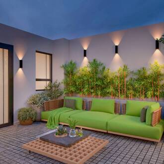 Calex LED buitenwandlamp Rond, omhoog/omlaag, hoogte 23 cm, zwart