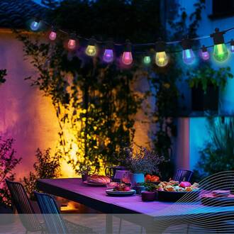 Calex LED lichtketting Vibey, lengte 10 m, afstandsbediening, RGBIC, CCT zwart, helder