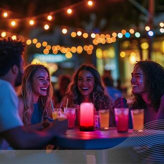 Calex LED oplaadbare tafellamp Vibey, hoogte 18,8 cm, RGBIC, USB zwart