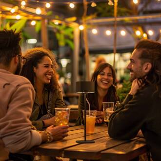 Calex LED tafellamp op batterijen Serino, zwart, aluminium, 2.700 K