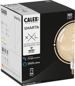 Calex | Smart | E27 fitting | Globe | G200 | Goud | 5W | Bediening app