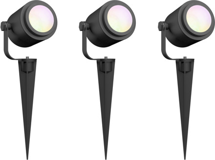 Calex Smart Outdoor 24v - Slimme Grondspots - Set 3 - RGB en Warm Wit Zwart