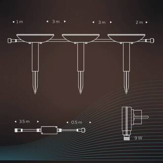 Calex Smart Outdoor Pathlight grondspike CCT RGB 3st zwart, opaalwit