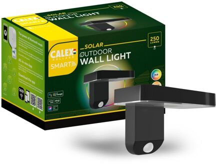 Calex Smart Outdoor Solar Buitenlamp - Slimme Wandlamp - Bediening via Calex App - RGB en Warm Wit - Zwart