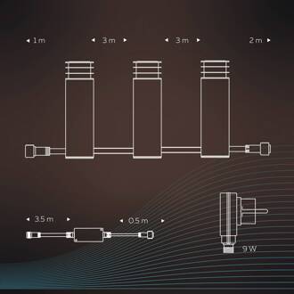 Calex Smart tuinpaal voor buiten, RGBW, set van 3 zwart