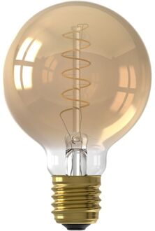 Calex Spiraal Filament LED Lamp - E27 - Globe 8cm - Vintage Lichtbron - Goud - Warm Wit Licht - Dimbaar - 3.8W Goudkleurig