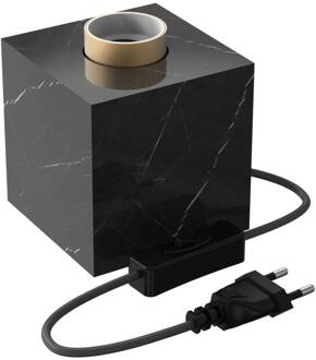 Calex Square Marble tafellamp, zwart zwart, goud