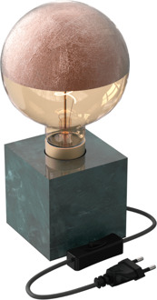 Calex | Tafelarmatuur | Groen Marmer | 1,8M zwarte stoffen kabel | Aan/uit-schakelaar