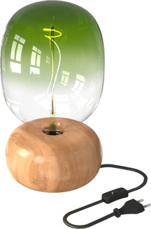 Calex | Tafelarmatuur | Hout FSC | 1,8M zwarte stoffen kabel | Aan/uit-schakelaar