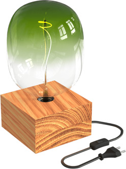 Calex | Tafelarmatuur | Hout FSC | 1,8M zwarte stoffen kabel | Aan/uit-schakelaar