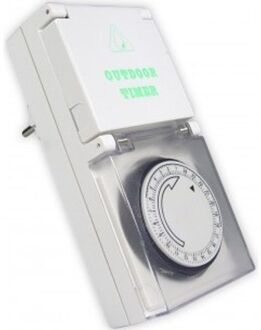 Calex waterdichte IP44 wandcontactdoos timer 24H (blister) Transparant