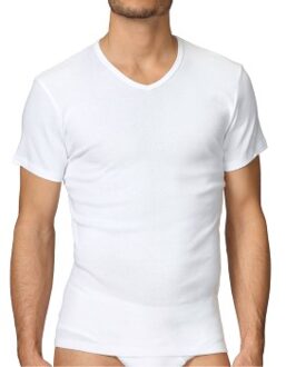 Calida Cotton 1 Herr T-Shirt V 14315 Wit,Blauw - Small,Medium,Large,X-Large,XX-Large