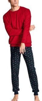 Calida Family and Friends Men Pyjama With Cuff * Actie * Rood,Versch.kleure/Patroon,Blauw - Medium