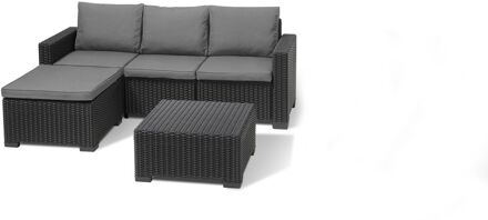 California ChaiseLongue Loungeset - 3-4 personen - Grijs Antraciet