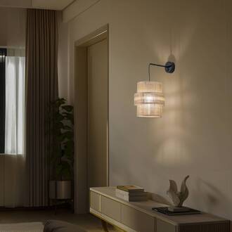 Calisto wandlamp, Jute, natuurbruin, schakelaar natuurlijk bruin, zwart