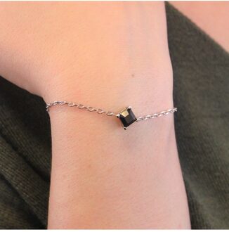 Calle armband - Oostenrijks kristal - maat Zwart en zilver