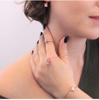 Calle armband - Oostenrijks kristal Wit en roségoud