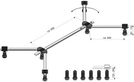Calodar Regelbare Poten Voor Douchebak 90-120cm