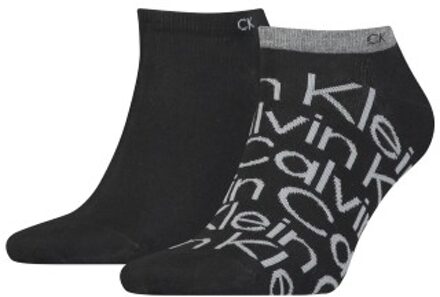Calvin Klein 2 stuks All Over Print Sneaker Sock Zwart,Grijs,Wit,Blauw - Maat 39/42,Maat 43/46