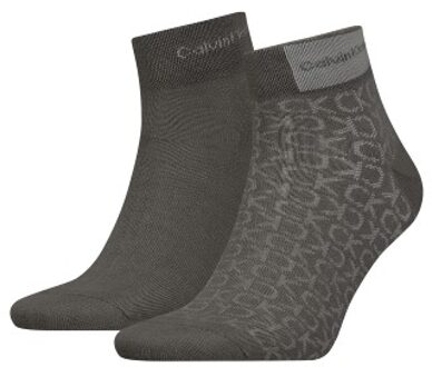 Calvin Klein 2 stuks Badge Quarter Men Sock * Actie * Zwart,Grijs - One Size