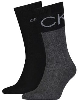 Calvin Klein 2 stuks Colorblock Rib Socks * Actie * Beige,Versch.kleure/Patroon,Zwart,Grijs - One Size