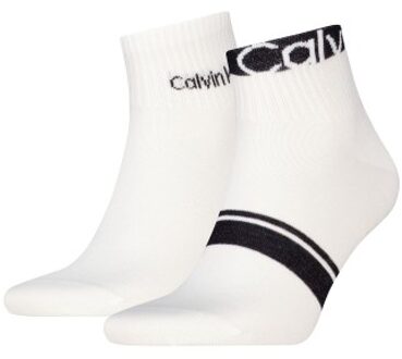 Calvin Klein 2 stuks Cotton Logo Stripe Ankle Socks Wit,Groen,Blauw - One Size