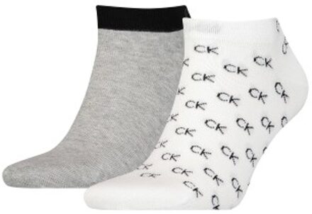 Calvin Klein 2 stuks Eduardo All Over Sneaker Sock Zwart,Grijs,Wit,Blauw - Maat 39/42,Maat 43/46