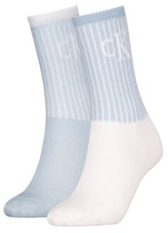 Calvin Klein 2 stuks Glossy Rib Crew Socks Zwart,Wit,Blauw,Versch.kleure/Patroon,Roze - Maat 35/38,Maat 39/42