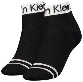 Calvin Klein 2 stuks Logo Welt Quarter Socks Zwart,Roze,Wit,Versch.kleure/Patroon,Blauw - One Size